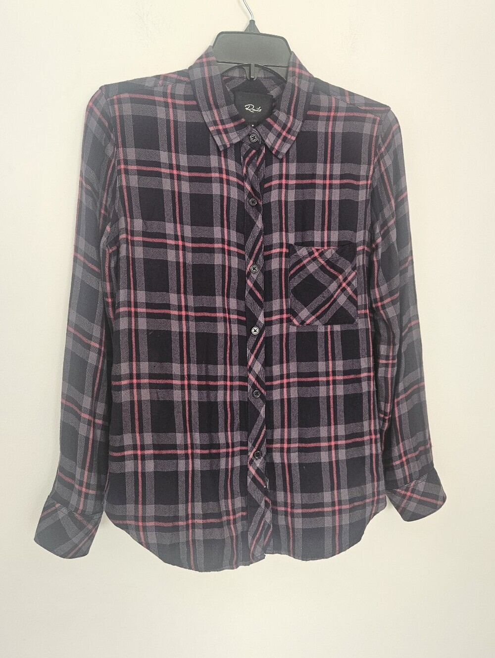 Rails Hunter Plaid Button Down Shirt in the Coal Grey Rose colorway